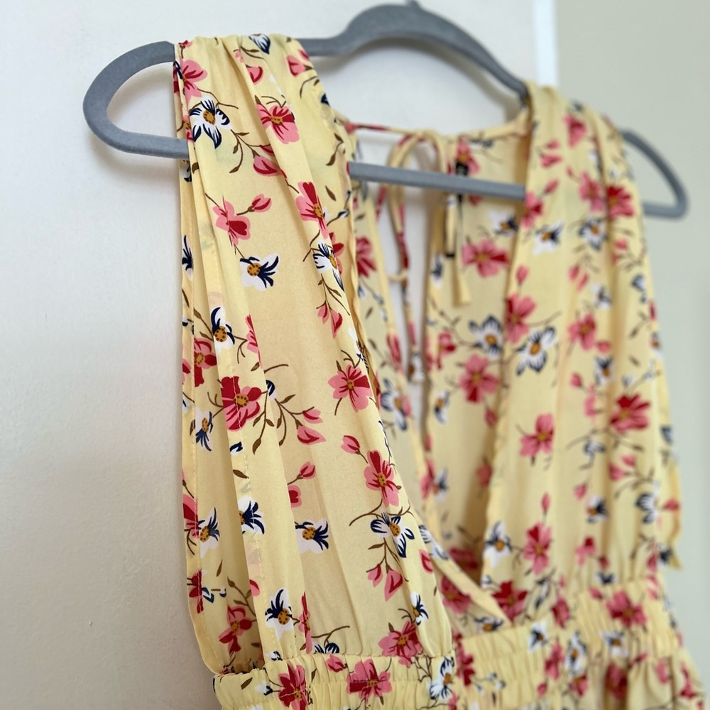 Yellow floral maxi dress coverup